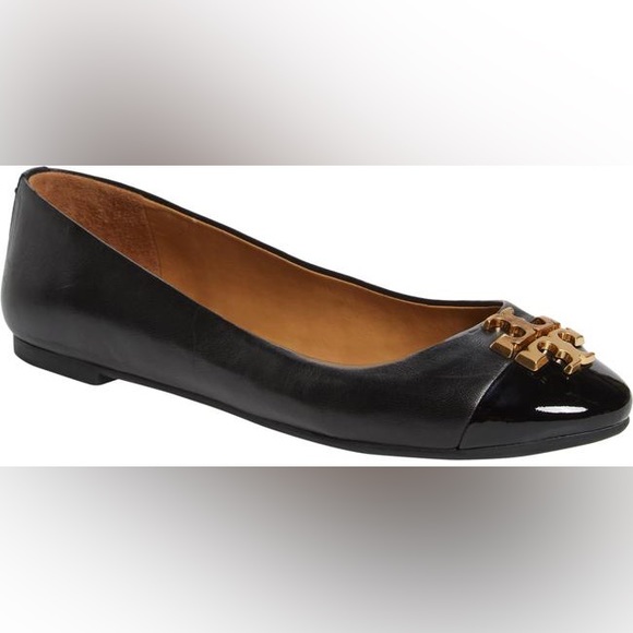 TORY BURCH CHELSEA PATENT TOE BALLET FLATS - Picture 2 of 5